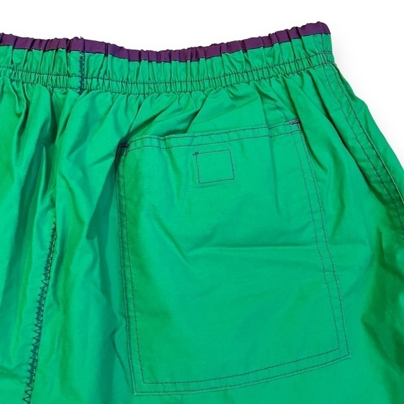 VTG 90s Hobie Swim Trunks Green Purple Mesh Liner Pockets Logo Beach Medium - Picture 6 of 8
